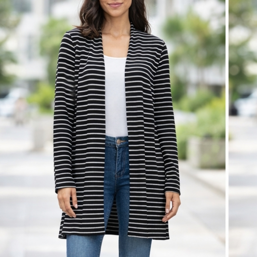 Amazon Essentials Navy and White Striped Cardigan